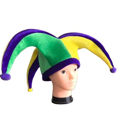 China Funny Character Party Carnival 3 Horns Mardi Gras Jester Hat for sale