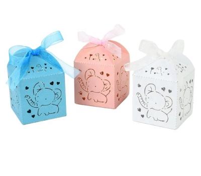 China Wedding Birthday Party Supplies Elephant Gift Box Laser Cut Candy Chocolate Boxes Boy Girl Baby Shower Decoration Wedding Birthday Party Supplies for sale