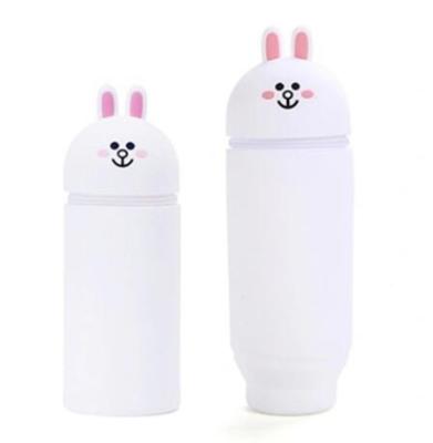 China New Silicone Pencil Case Large Capacity Recyclable Creative Shrinkable Student Cute Rabbit Pencil Case for sale