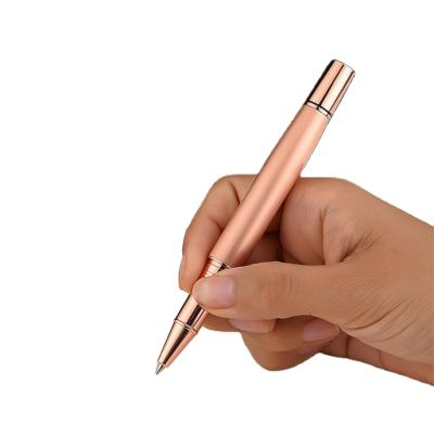 China Writing Length Can Reach 800m Fashion Rose Gold Metal Roller Pen Fancy Logo Metal Ball Pen for sale