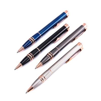 China Writing length can reach 800m ball pen black matte custom pen with epoxy logo on pen top for sale