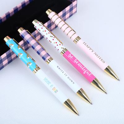 China office & School Pen Hot Selling Custom Heat Transfer Printing Pattern Metal Gift Box Set Custom Metal Ballpoint Pen for sale