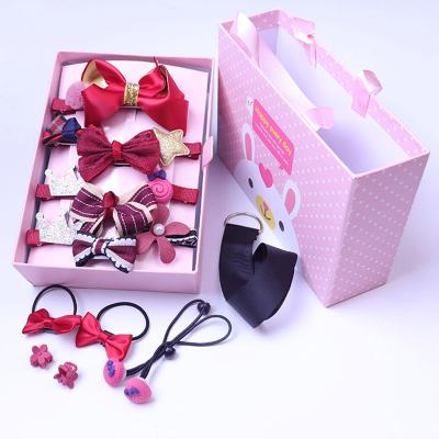 China Hot Sale 18pcs/box Hair Decoration Gift For Teens Toddlers In Box Pretend To Play Cute Hair Ties Bows Elastic Hair Bands For Babies Ponytail for sale