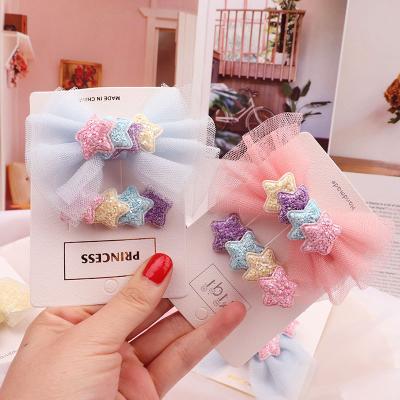 China Decorate 2pcs/set Hot Sale Korean Style Children's Mesh Bow Hairpin Shiny Colorful Side Clip Cute Hairpin For Girls Hair Accessories for sale