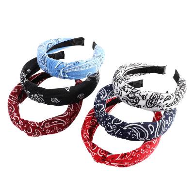 China Fashion fashion printing knot tying simplicity temperament head hair accessory band cross scrunchies new design for Womem for sale