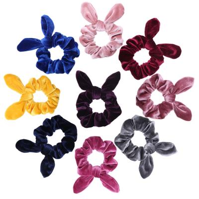 China Fashion New style Gradient color Elastic Hair BandsRabbit ears Bobble Sports Dance Velvet Soft Women Scrunchies Hairband for sale