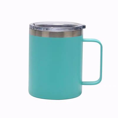 China PORTABLE Double Wall Insulated 14oz Mug Vacuum Straw Thermos Tumbler Stainless Steel Coffee Mug With Lid And Handle for sale