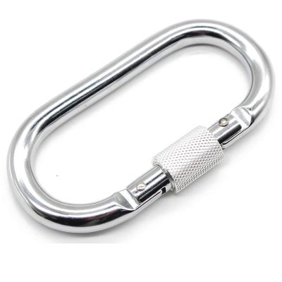 China China Supply O Shape Carabiner Steel Climbing Hook Harness Screw Lock Carabiner for sale