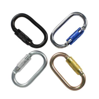 China Jensan OEM CE 23KN Self-Locking Carabiner Hook Climbing Equipment Accessories/Fall Protection Harness/Seat Belt Steel Carabiner For Outdoor/Connecting Ropes for sale