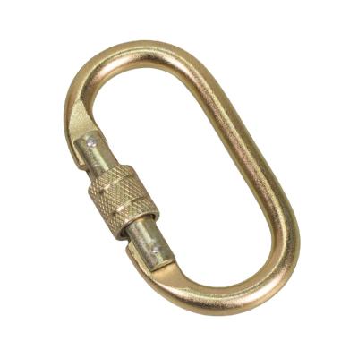 China Oval Metal Carabiner 23kn Screw Lock Metal Accessories 10MM Gear Accessories/Fall Protection Harness/Safety Belt Mounting Carabiner Hook for sale