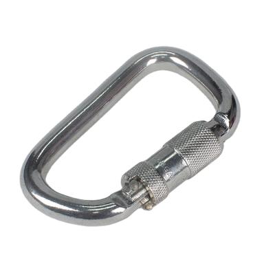 China EN362-2004 45KN Carabiner Hot Treatment D Self Locking Steel Carabiner Mounting Carabiner Hook for sale