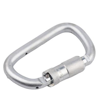 China Equipment Accessories 45KN Carabiner High Strength D-Hook/Fall Protection Harness/Safety Belt Forged Steel Self-Locking Carabiner For Outdoor for sale