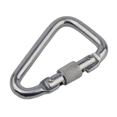 China Carabiner 23kn triangle safety screw steel custom carabiner hook from Jinsong factory accessories equipment accessories/fall protection harness/safety belt for outdoor/climbing/camping for sale