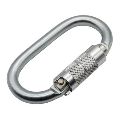 China Heavy Industry Jensan OEM CE 23KN Galvanized Carabiner Oval Self-Locking Steel Hook For Connecting Fall Protection Ropes for sale