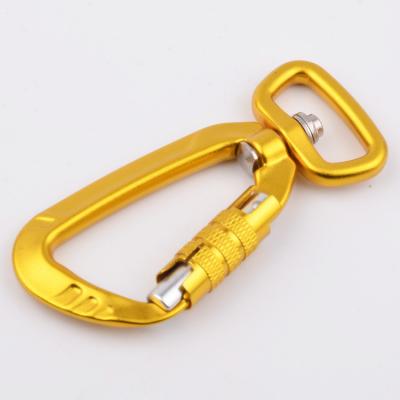 China Custom Universal Aluminum Swivel 4KKN Carabiner Auto Lock Carabiner Lock Equipment Accessories/Fall Protection Harness/Safety Belt For Dog Leash for sale