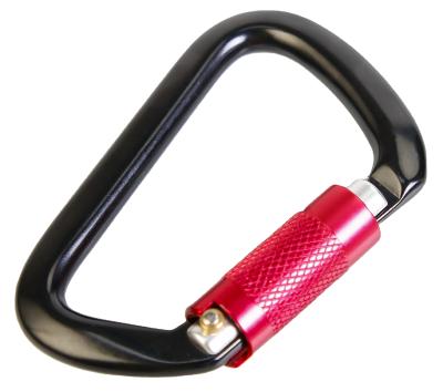 China Custom Aluminum Heavy Industry Factory Logo 26KN Carabiner Self-Locking Climbing Hook for sale