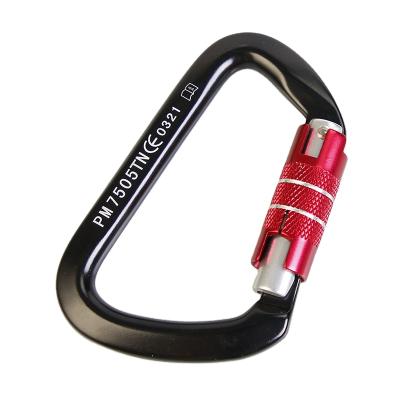 China Eco-friendly High Quality 25KN Mounting Aluminum Carabiner Self-locking Carabiner Hook for sale