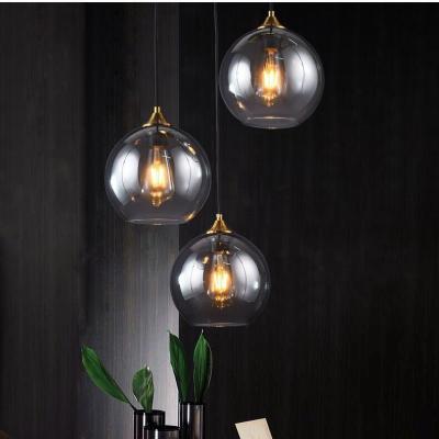 China Contemporary Simple Modern Restaurant Bar Blown Glass Chandelier Wrought Iron Glass Chandelier for sale