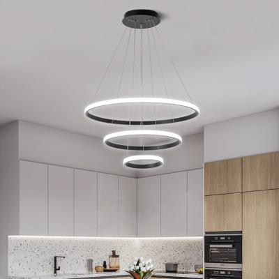 China Contemporary Nordic Modern Ring Chandelier Aluminum Acrylic Led Ring Chandelier for sale