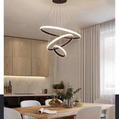 China New Chandelier 2021 Contemporary Nordic Modern Aluminum Ring Chandelier Remote Control Led Bedroom Chandelier for sale