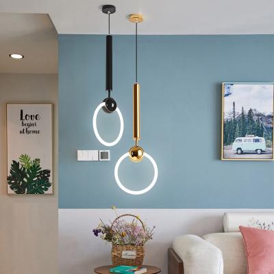 China Contemporary Modern linear chandelier wrought iron golden dining room chandelier T6 glass tube ring chandelier for sale