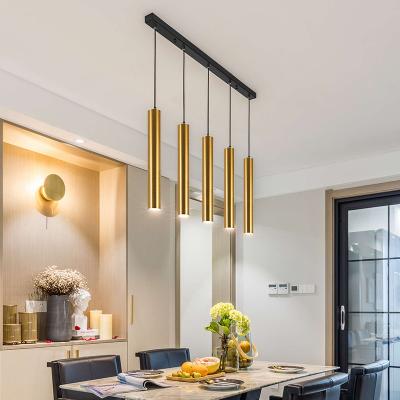 China Nordic Contemporary Luxury Dining Room Tube Ceiling Chandelier Bar Gold Chandelier for sale