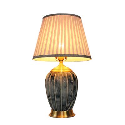 China American Style Simple Fabric Ceramic Table Lamp Led Bedroom Living Room Home Table Lamp for sale