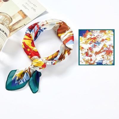 China New Styles Soft Neck Scarf Silk Satin Custom Design Women Bag Silk Scarf Printing for sale