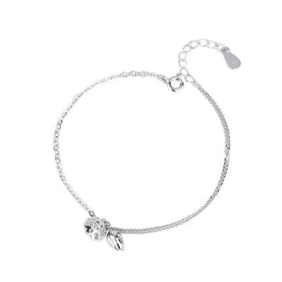 China Pure Silver S999 Lotus Heart Lotus Pod Bracelet Female 2021 Pure Silver New Simple Other Flower Shape Niche Design Bracelet for sale