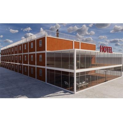 China Modern Rapid Construction Three Floors Prefab Steel Hotel Building for sale