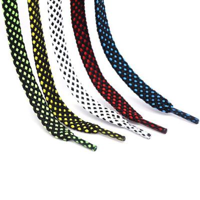 China Two Color Braided Flat Laces Custom Design Bulk Custom Two Color Laces Flat Shoe Laces Strings For Sneaker 100 Cm for sale