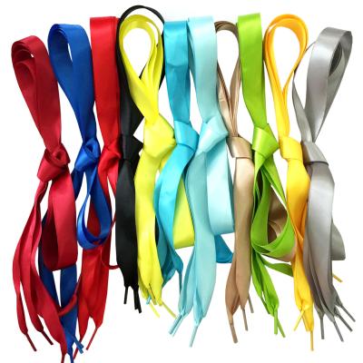 China Both sides good quality satin soft fashion 2 cm wide ribbon laces shoes satin laces for adults and kinds 80 cm for sale