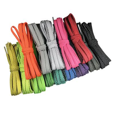 China Polyester flat bulk wholesale custom shoe lace with reflective material flat laces 120 cm for sale