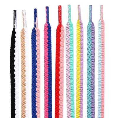 China Good selling two color lace flat unisex color blocks two color lace polyester flat shoe laces 120CM for sale