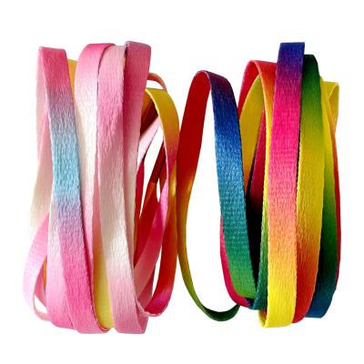 China Rainbow Flat Laces Bulk Rainbow Laces Custom Gradient Flat Shoe Lace Strings For Sneaker 110cm for sale