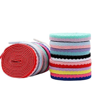 China Color Block Laces Fashion 2021 Color Block Two Color Flat Shoe Laces Polyester Lace For Men And Women 140CM for sale