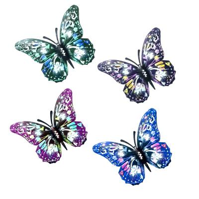 China Traditional Home Wall Art Butterfly Ornaments Metal 4 Set Iron Metal Butterfly Wall Decoration Art for sale