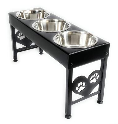 China Best Seller Auto Raised Pawprint Steel Feeder Rack Large Breed Raised Dog Bowls Pet Feeding Bowl for sale