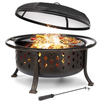 China 36in Large Outdoor Steel Wood Stocked Burning Fire Pits Bowl BBQ Grill Fire Pit Outdoor for sale