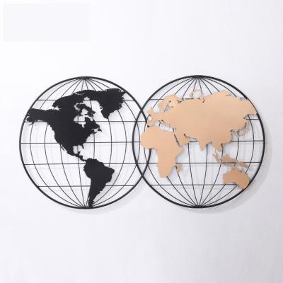 China Traditional Hot Sale Decorative Wall Sculpture Personalized 3D Metal World Map Wall Art For Home Decor for sale