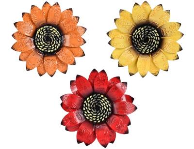 China Metal Wall Decor Sunflower Wall Hanging Home Boho Style Living Room Garden Metal Flower Wall Decor for sale