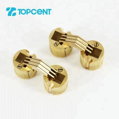 China TOPCENT Modern Furniture Hardware 180 Degree Pure Brass Small Hinge Barrel Acrylic Hidden Hinge for sale