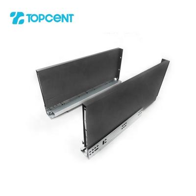 China Wholesale Modern Soft Narrow Thin Metal Kitchen Drawer Double Wall Drawer System Tandem Slide for sale