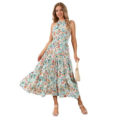 China SAMDEN Breathable Women's Floral Maxi Dresses,Summer Strap Casual Sleeveless Swing Tank Dress Long for sale