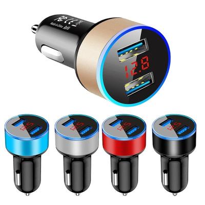 China Mobile Phone Dual USB Car Charger Adapter LED Display Universal 5V 3.1A USB Car Phone Fast Charging Charger For Phone for sale