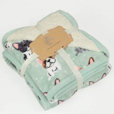 China Anti-pilling 100%Polyester knitted double layer fashion pattern printed sherpa wraps throw blanket for sale