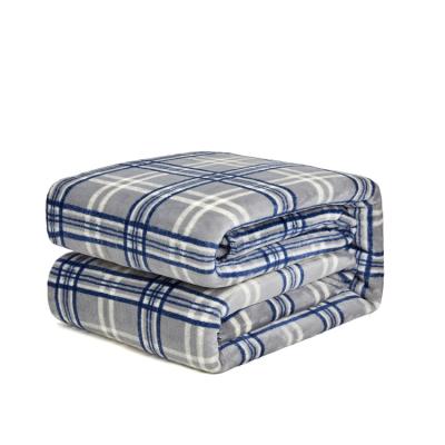 China Anti-pilling Faux Fur Home Throw Blanket Plaid Sherpa Blanket Fleece Blanket For Bed for sale