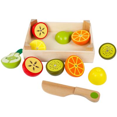 China Pretend Children Play Set Kids Toys Children Play Kitchen Wooden Fresh Fruit Role Play Kitchen Cutting Toy for sale