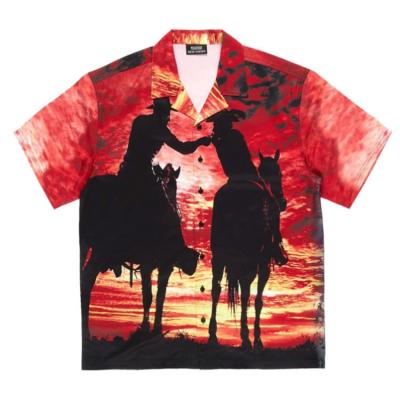 China Xiaoxin Anti-Shrink Button Up Brand Custom Logo Full Print Shirt Summer Beach Tailoring Casual Hip Hop Top Short Sleeves Plus Size Men's Shirt for sale