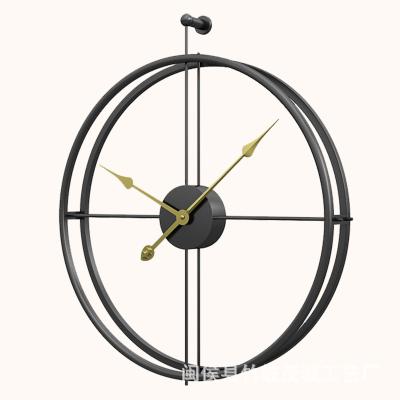 China Decoration Border Products Double Layer Iron Round Clock Fashion Large Size Wall Clocks for sale